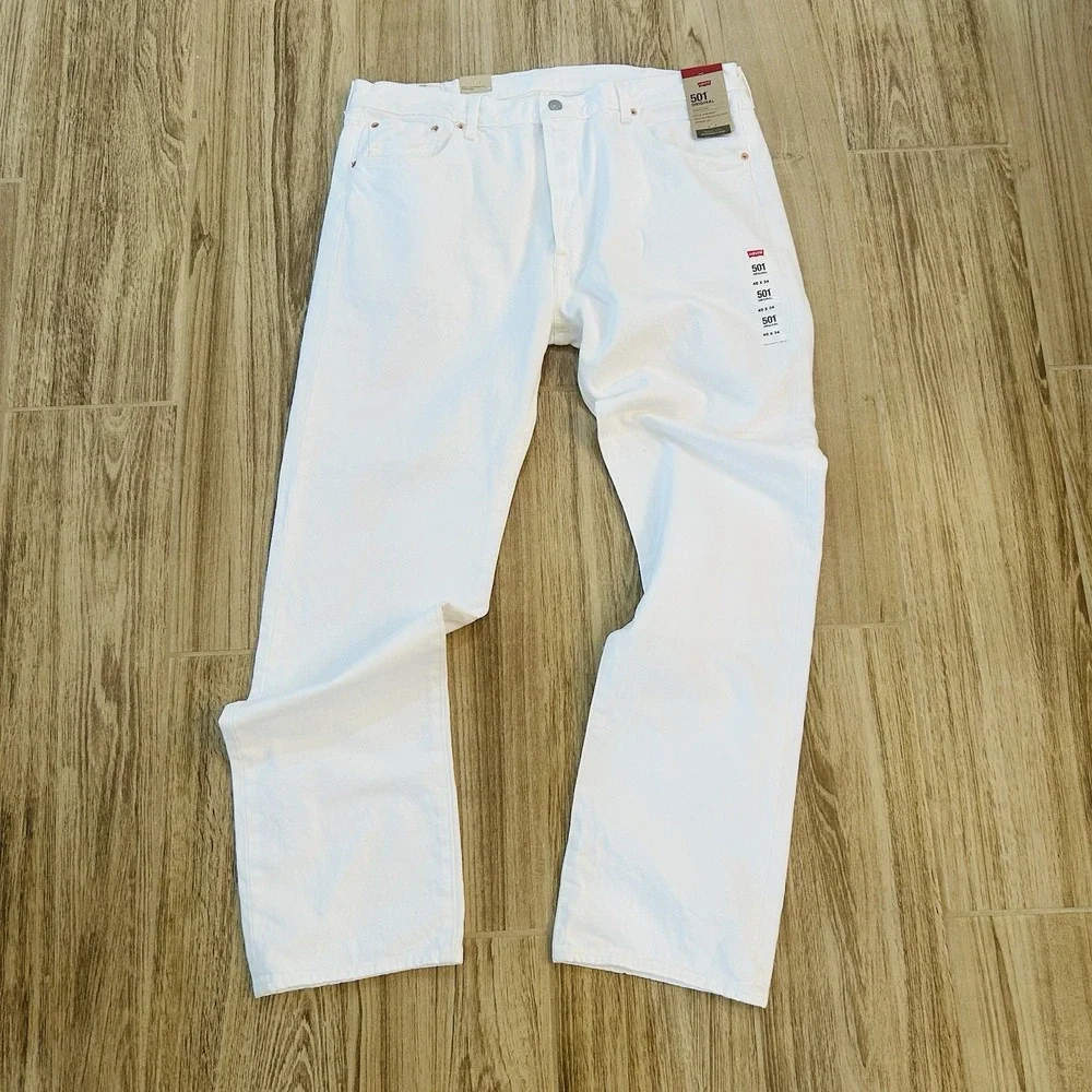 NWT Levi's 501 Original White  Denim Mens Jeans Size 40x34 New Button Fly